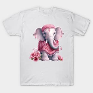 Pink Christmas Elephant T-Shirt